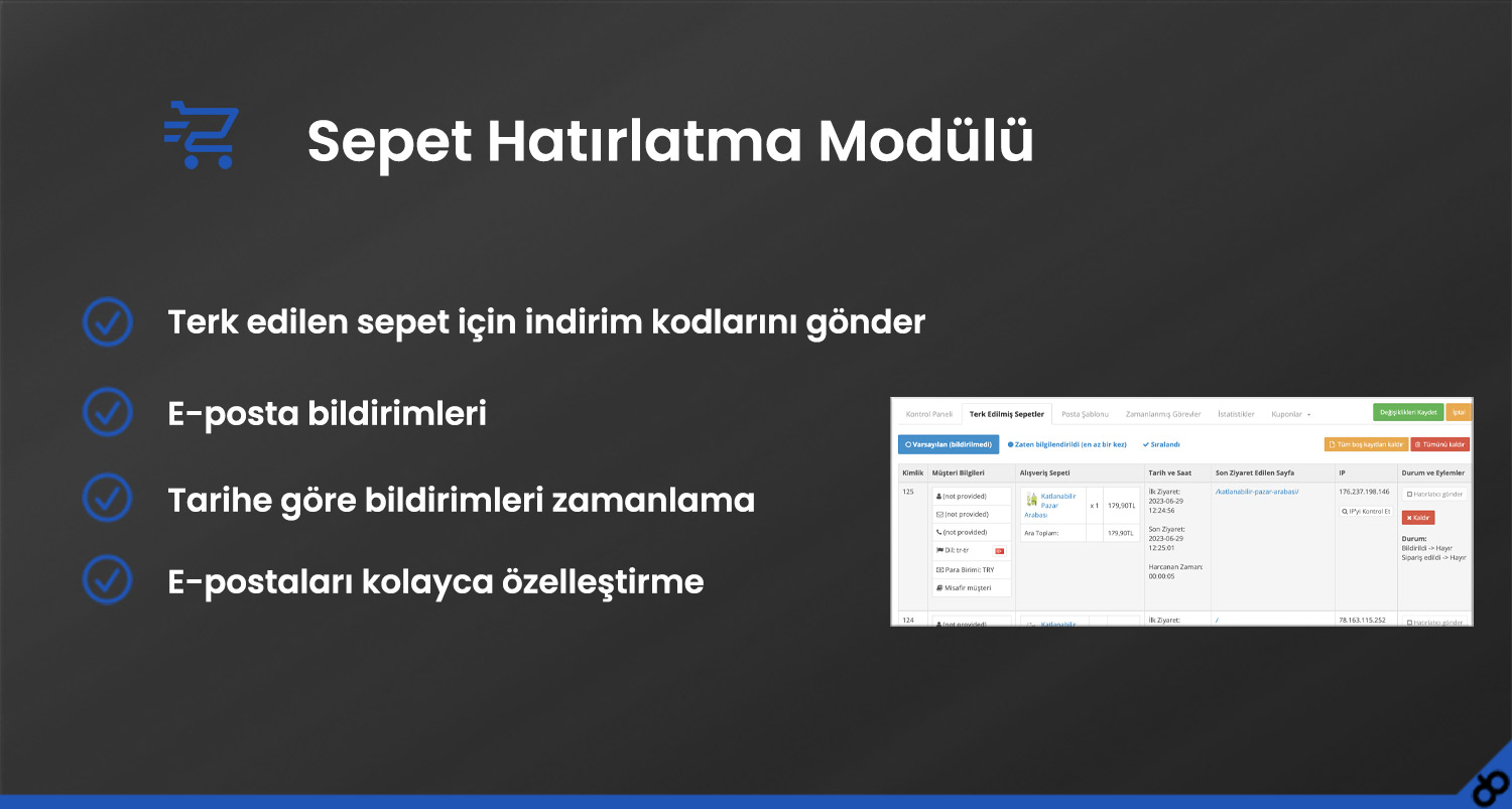 Opencart Sepet Hatırlatma Modülü