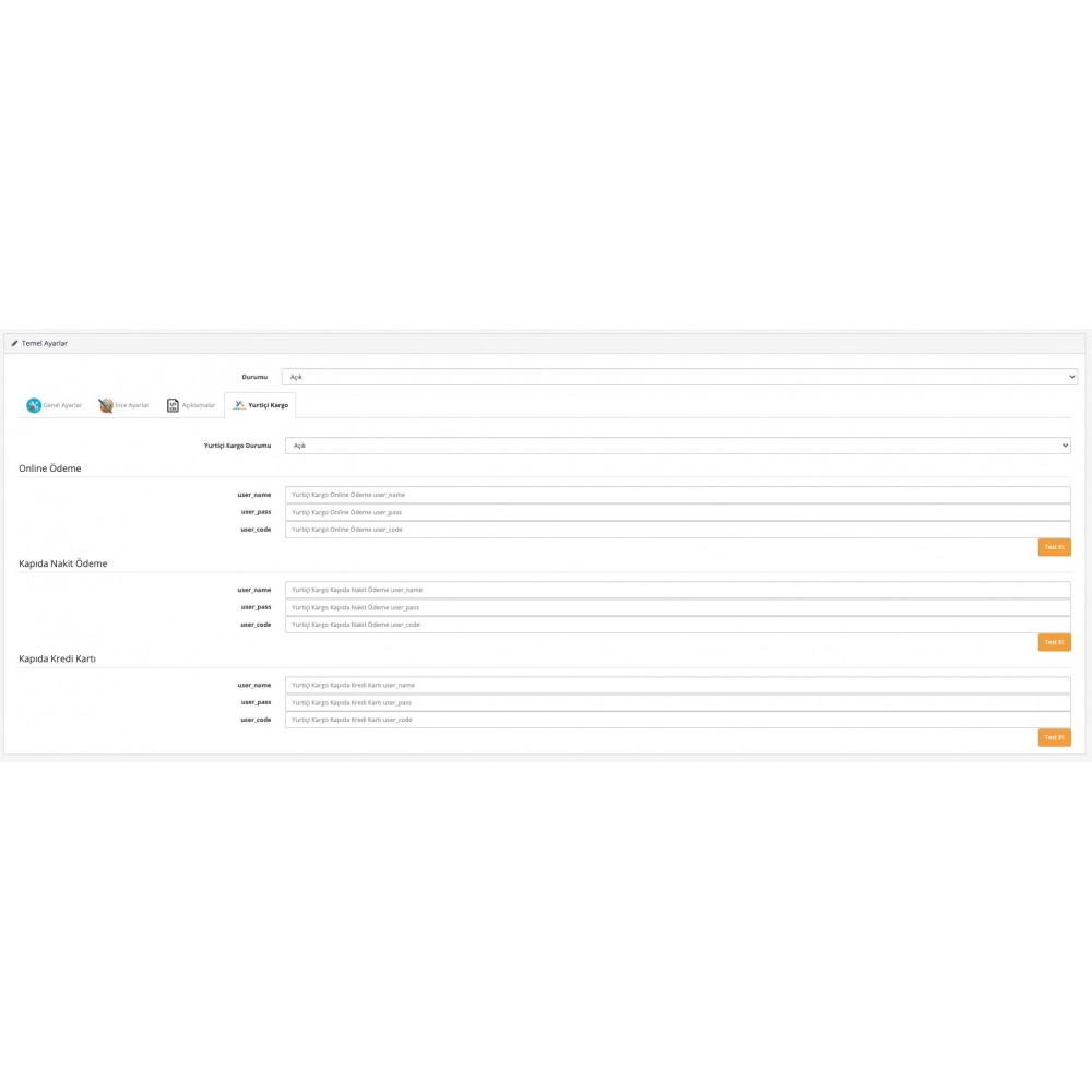 Opencart Yurtiçi Kargo Entegrasyon Modülü